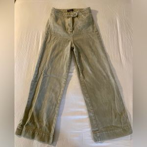 Safe Green, Cropped Wide Leg, High Waisted Pants